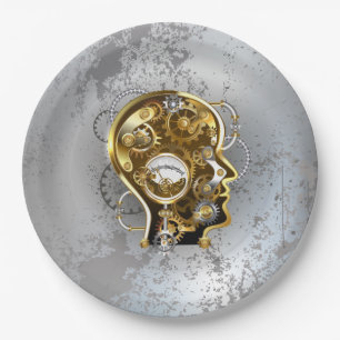 Steampunk head with manometer paper plate