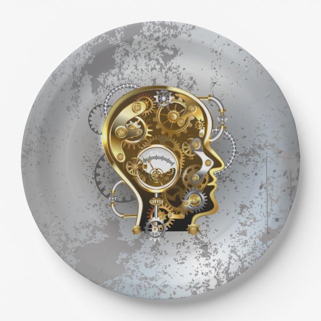 Steampunk head with manometer paper plate (Front)