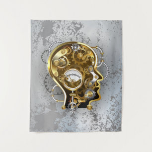 Steampunk head with manometer tapestry
