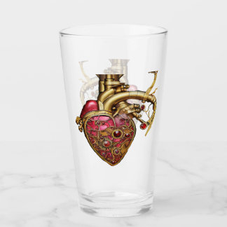 Steampunk Heart Anatomical Rubies and Gears Glass