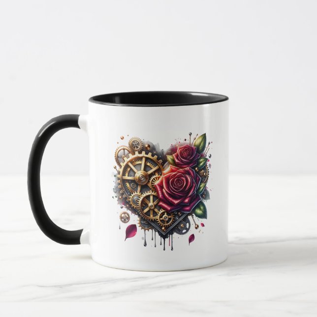 Steampunk Heart and Roses  Mug (Left)