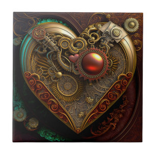 Steampunk Heart Ceramic Tile