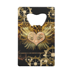 Steampunk heart credit card bottle opener