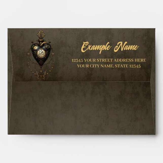 Steampunk heart envelope (Back (Top Flap))
