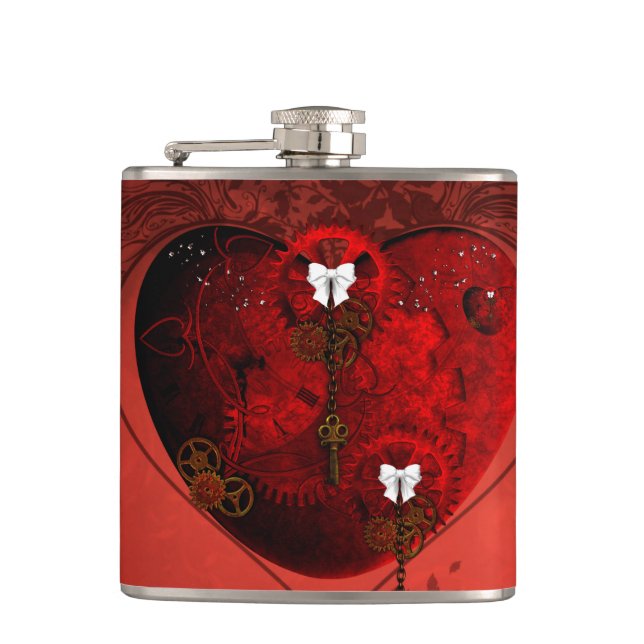 Steampunk heart hip flask (Front)