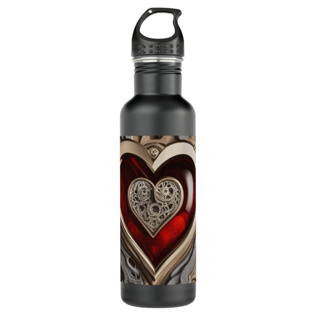 Steampunk Heart – Intricate Mechanical Love  710 Ml Water Bottle (Front)