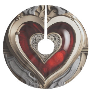 Steampunk Heart – Intricate Mechanical Love  Brushed Polyester Tree Skirt