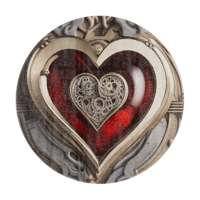 Steampunk Heart – Intricate Mechanical Love  Cutting Board (Front)