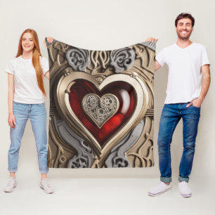 Steampunk Heart – Intricate Mechanical Love Fleece Blanket