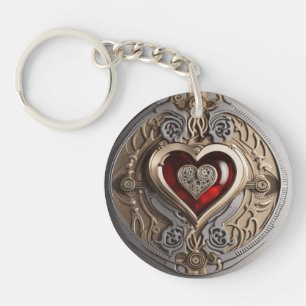 Steampunk Heart – Intricate Mechanical Love  Keychain