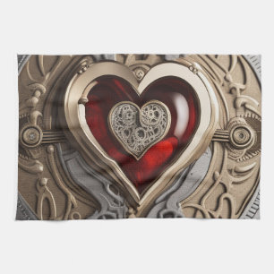 Steampunk Heart – Intricate Mechanical Love  Kitchen Towel