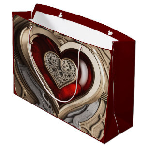 Steampunk Heart – Intricate Mechanical Love  Large Gift Bag