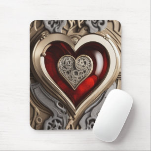 Steampunk Heart – Intricate Mechanical Love  Mouse Pad