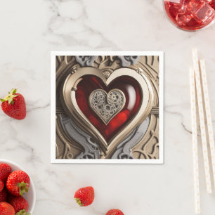 Steampunk Heart – Intricate Mechanical Love Napkin