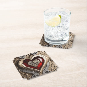 Steampunk Heart – Intricate Mechanical Love  Paper Coaster