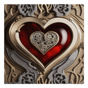 Steampunk Heart – Intricate Mechanical Love  Poster
