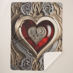 Steampunk Heart – Intricate Mechanical Love  Sherpa Blanket