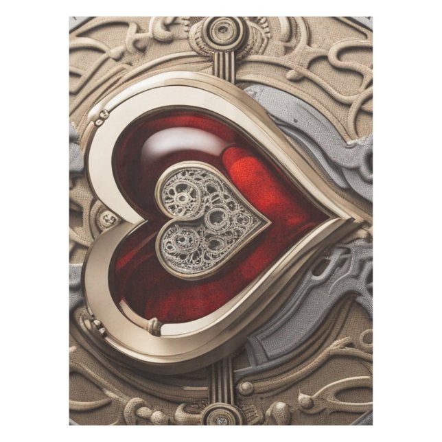 Steampunk Heart – Intricate Mechanical Love  Tablecloth (Front)