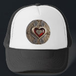 Steampunk Heart – Intricate Mechanical Love  Trucker Hat<br><div class="desc">This stunning design features a beautifully detailed steampunk-inspired heart, encased in an intricate golden and metallic frame with clockwork elements. The combination of deep red glass-like textures and delicate mechanical gears symbolizes the fusion of love and time, making it a perfect piece for romantics, steampunk enthusiasts, and lovers of unique...</div>