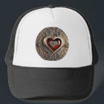 Steampunk Heart – Intricate Mechanical Love  Trucker Hat<br><div class="desc">This stunning design features a beautifully detailed steampunk-inspired heart, encased in an intricate golden and metallic frame with clockwork elements. The combination of deep red glass-like textures and delicate mechanical gears symbolizes the fusion of love and time, making it a perfect piece for romantics, steampunk enthusiasts, and lovers of unique...</div>
