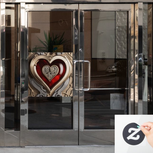 Steampunk Heart – Intricate Mechanical Love  Window Cling (Office Door)