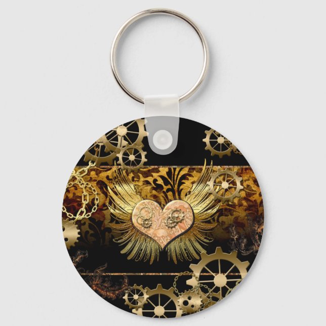 Steampunk heart keychain (Front)
