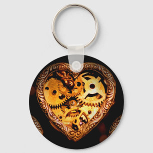 steampunk heart keychain