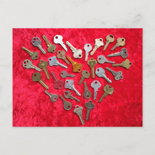 Steampunk HEART   Red Postcard