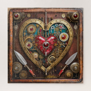 Steampunk Heart Rubies And Daggers For Warriors  Jigsaw Puzzle