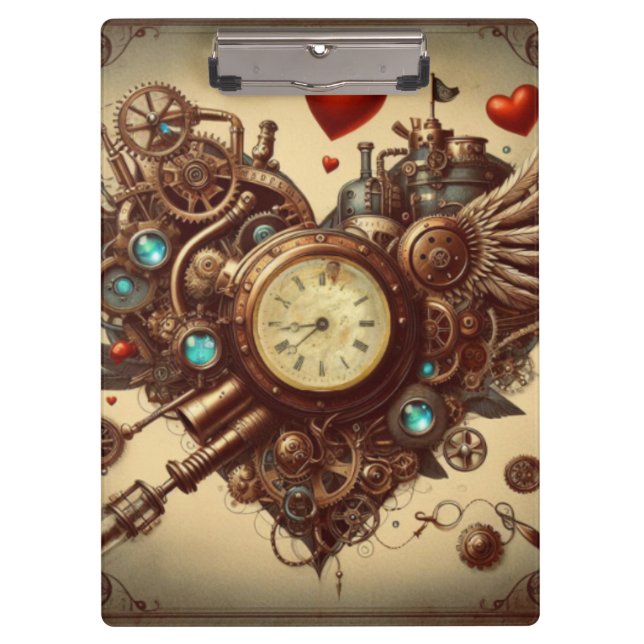 Steampunk heart/valentine's day  clipboard (Front)
