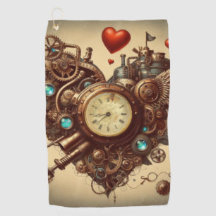 Steampunk heart/valentine's day golf towel