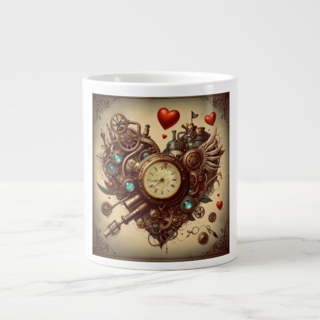 Steampunk heart/valentine's day  large coffee mug (Front)