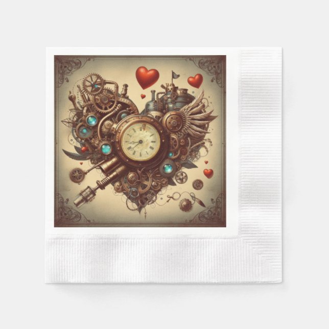 Steampunk heart/valentine's day  napkin (Front)
