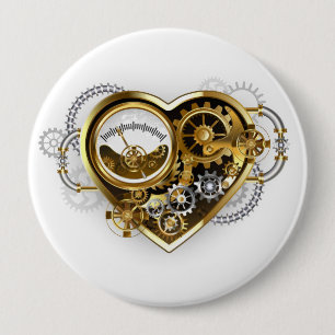 Steampunk Heart with a Manometer 4 Inch Round Button