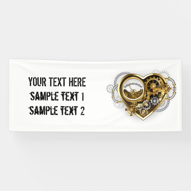Steampunk Heart with a Manometer Banner (Horizontal)