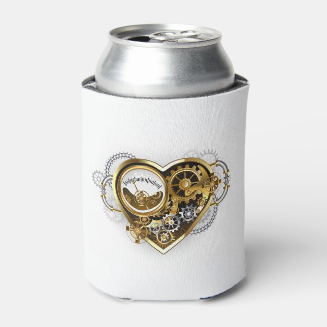 Steampunk Heart with a Manometer Can Cooler (Can Front)