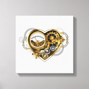 Steampunk Heart with a Manometer Canvas Print