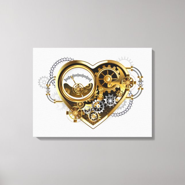 Steampunk Heart with a Manometer Canvas Print (Front)