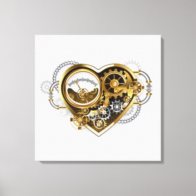Steampunk Heart with a Manometer Canvas Print (Front)