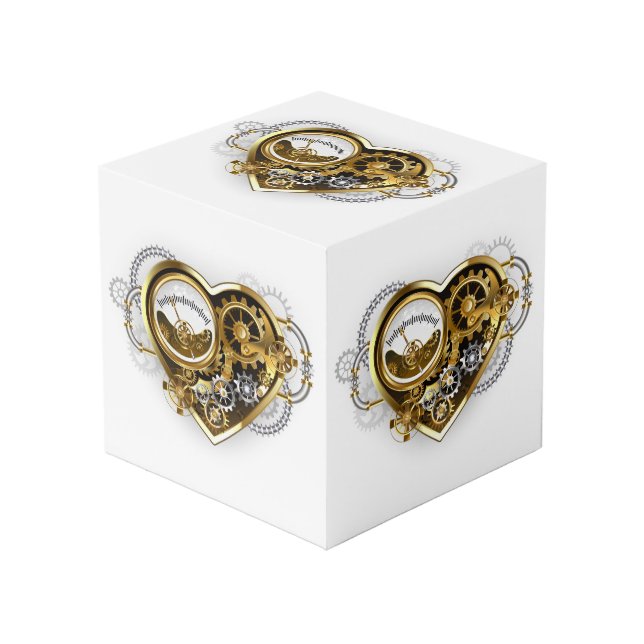 Steampunk Heart with a Manometer Cube (Front Angled)