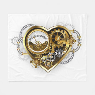 Steampunk Heart with a Manometer Fleece Blanket