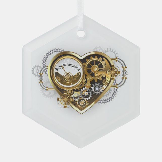 Steampunk Heart with a Manometer Glass Ornament (Front)