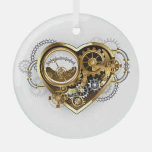 Steampunk Heart with a Manometer Glass Ornament