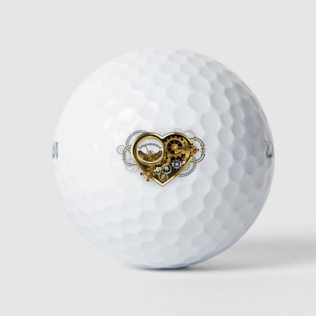 Steampunk Heart with a Manometer Golf Balls (Front)