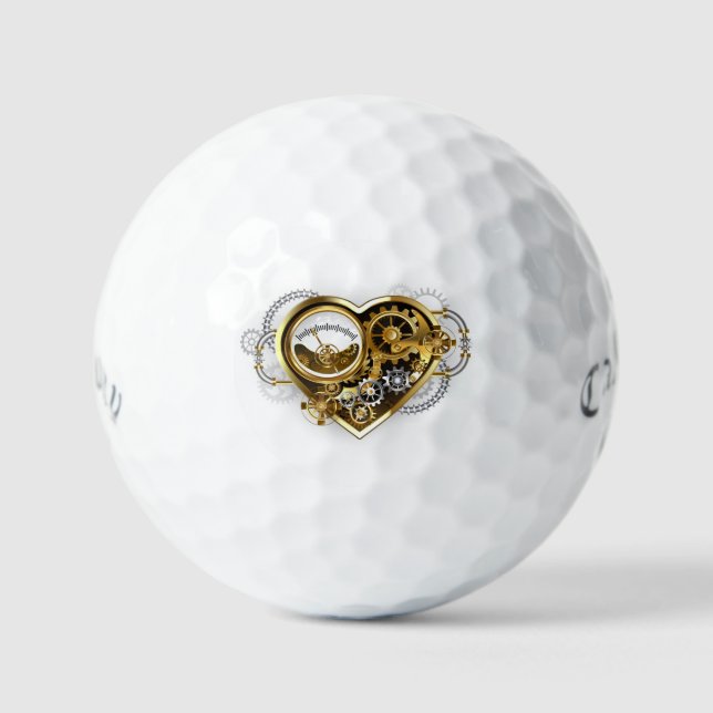 Steampunk Heart with a Manometer Golf Balls (Front)