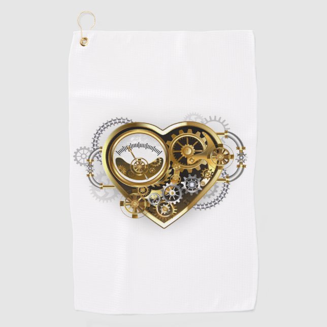 Steampunk Heart with a Manometer Golf Towel (Front)