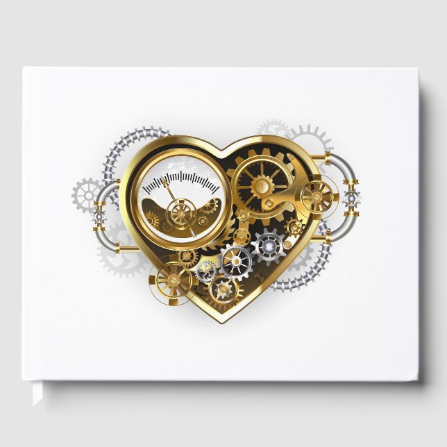 Steampunk Heart with a Manometer Guest Book (Front)