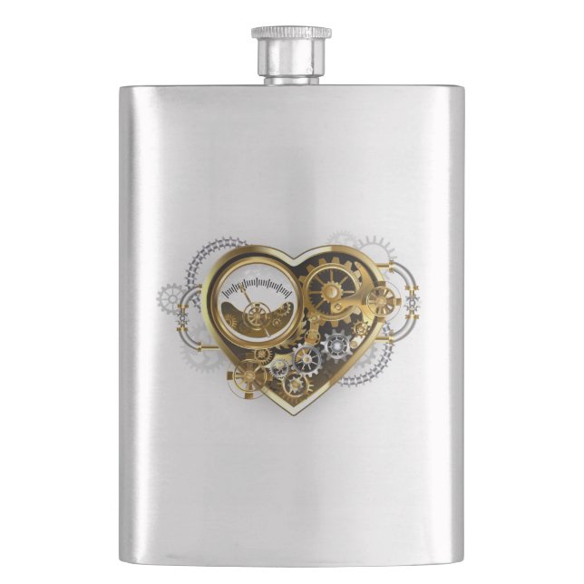 Steampunk Heart with a Manometer Hip Flask (Front)