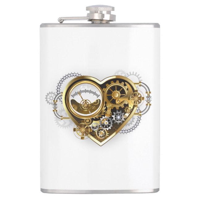 Steampunk Heart with a Manometer Hip Flask (Front)