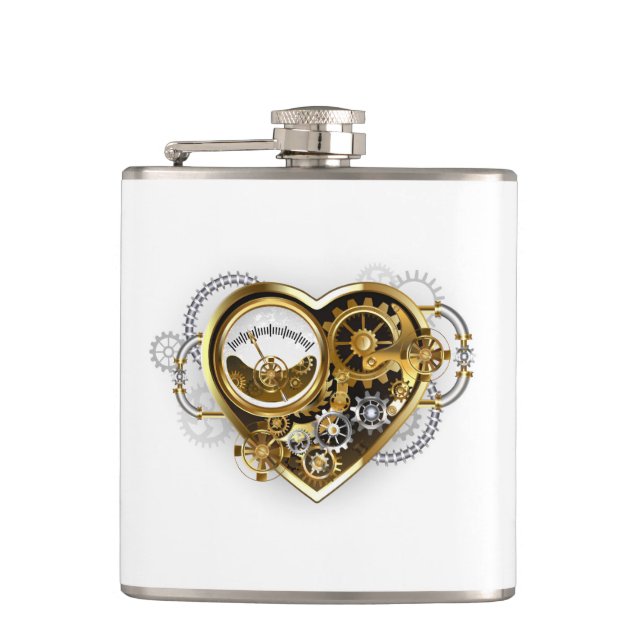 Steampunk Heart with a Manometer Hip Flask (Front)